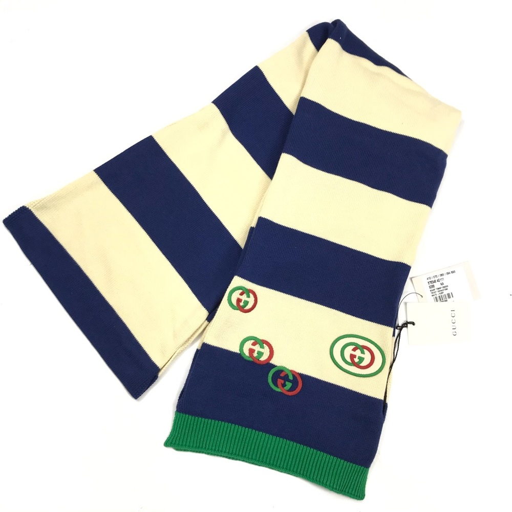 Gucci #576348 "Tommy" 100% Cotton Long Scarf
